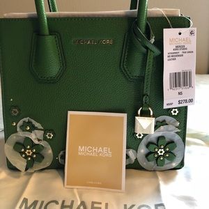 MK Mercer Floral Leather Crossbody Bag